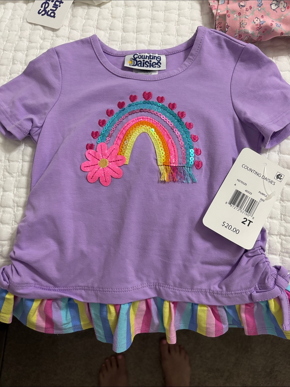 Counting Daisies Purple Rainbow Sequin Ruffle Tee - 2T